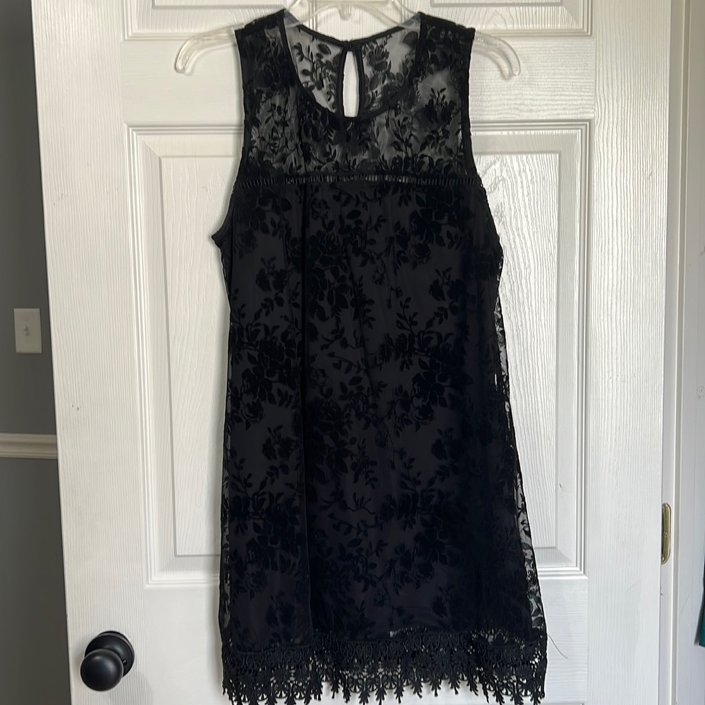 Black Dress by Speechless. Size Large. Velvet Floral pattern.